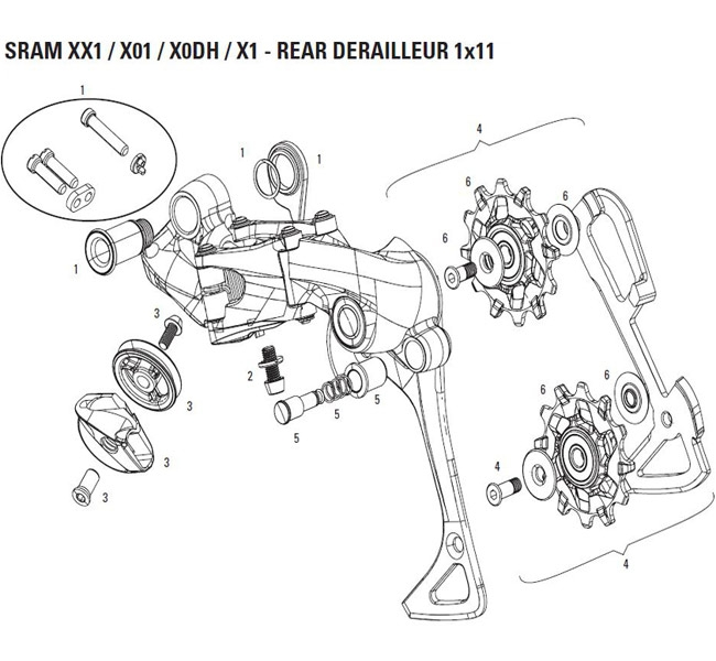 Sram X01 Schaltwerk Ersatzteil Schaltzugfuehrung 3 Sram X01 Schaltwerk Ersatzteil Schaltzugfuehrung