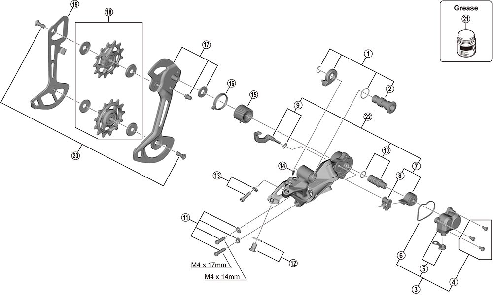 Shimano XTR RD-M9120 Schaltwerk Ersatzteil | Schaltachs-Einheit Nr 10 3 Shimano XTR RD-M9120 Schaltwerk Ersatzteil | Schaltachs-Einheit Nr 10